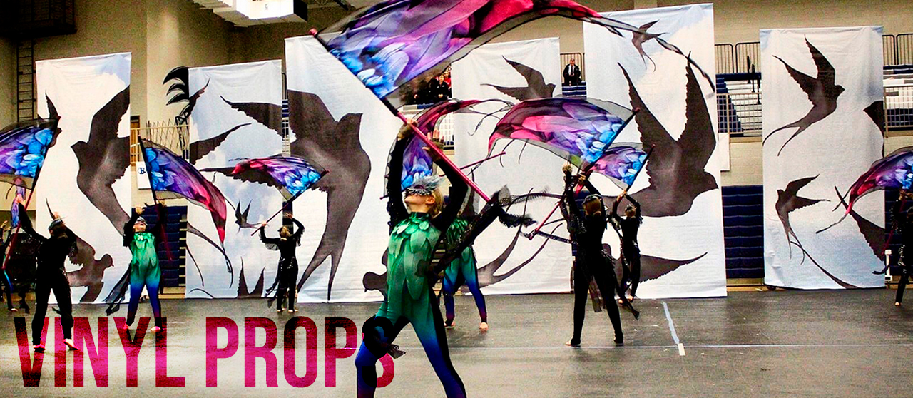 Digitally printed marching band winterguard vinyl props