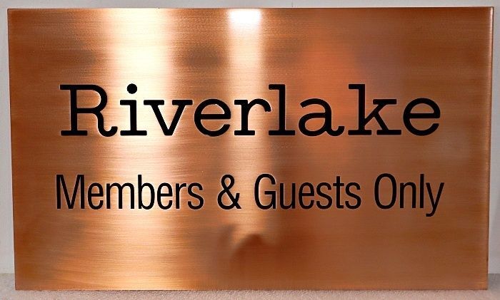 K20243 - Elegant Engraved Sign for "Riverlake Members and Guests Only"