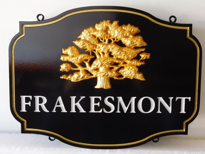 I18317 - Property Name  Sign, for a Residence ("Frakesmont"), with  24K Gold-Leaf Tree as  Artwork 