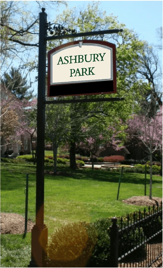 GA16526 - Steel Pole  Mounted Hanging Carved and Artist-Painted High-Density-Urethane (HDU) Park  Sign  for Asbury Park