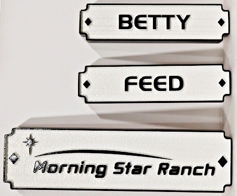 P25431 - Three Carved and Sandblasted HDU Horse Stall Signs 