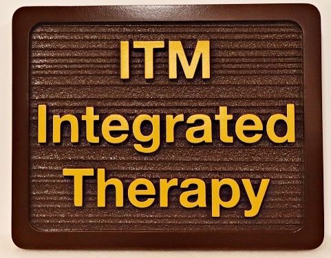 B11216A - Carved and Sandblasted Wood Grain HDU 2.5-D Raised Relief Sign for "ITM Integrated Therapy"