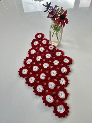 Red and White Flower: Donations for Doilies