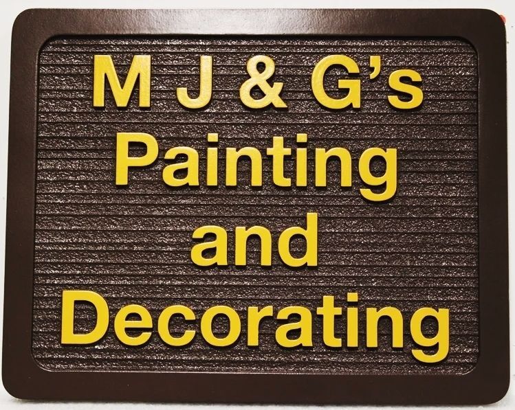 SC38314- Carved 2.5-D  Raised Relief and Sandblasted Wood Grain HDU Sign for the MJ & G's Painting and Decorating  Company 