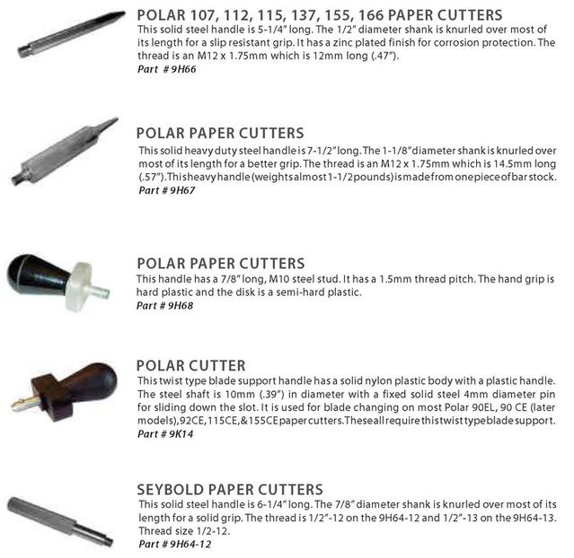 knife changing handles & knobs for paper cutters including Polar paper cutters