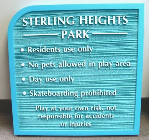 GA16571 - Carved High Density Urethane Sign for Day Use Park for Residents Only