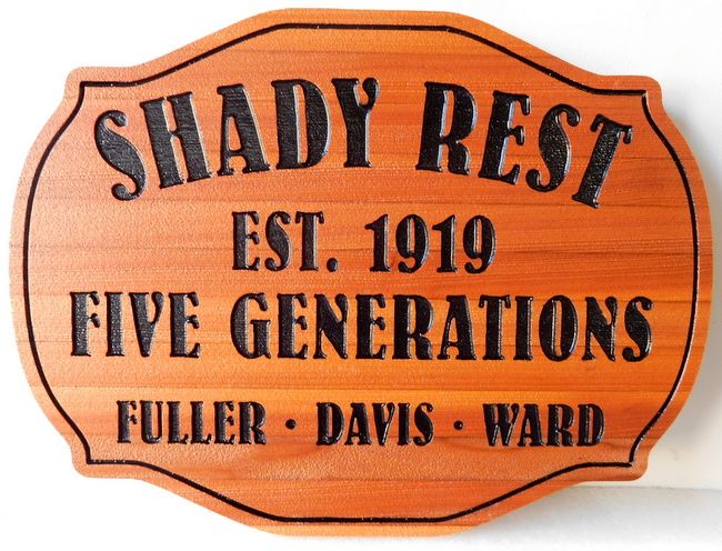 I18951 - Engraved Cedar Wood Property Name Sign "Shady Rest"