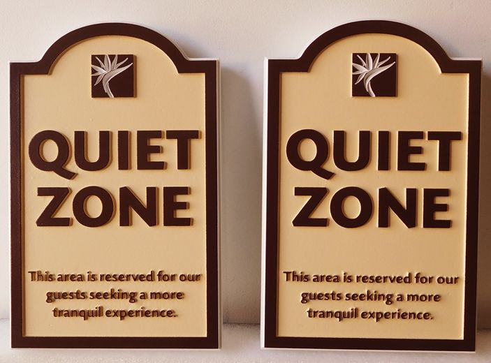 T29454  - Carved "Quiet Zone" Signs  for a Hotel Complex