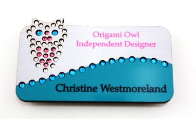 Owl Swirl Bling Name Badge