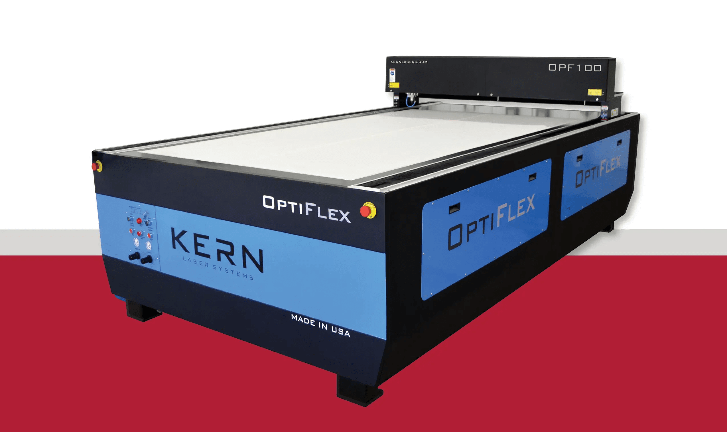 Blue white and black industrial laser cutter