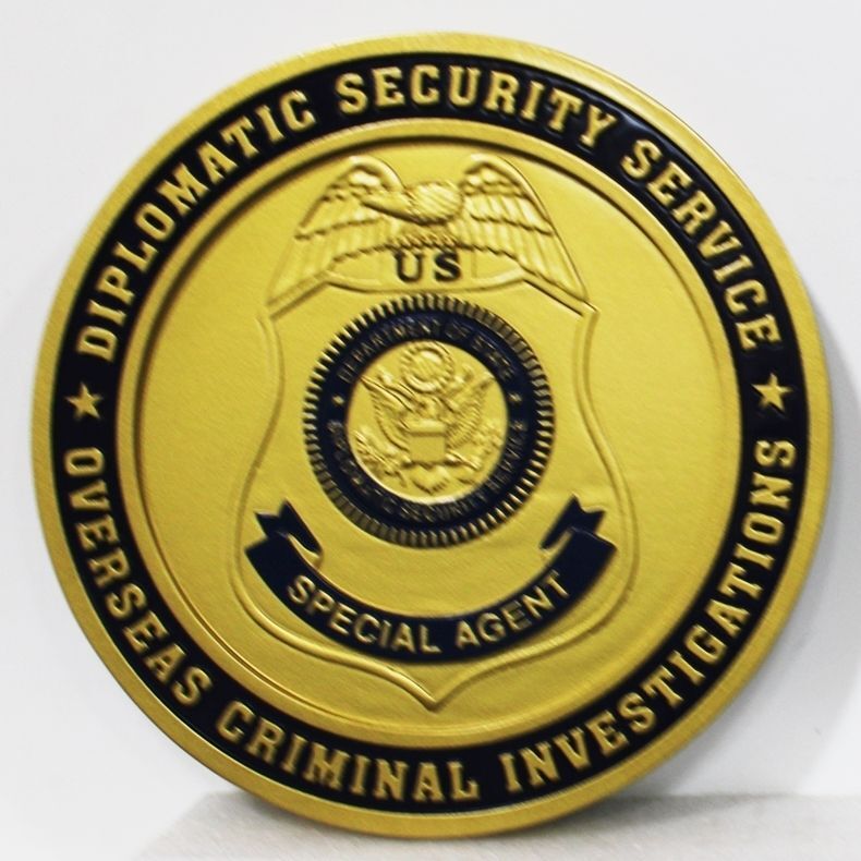 PP-1565 - Carved 3-D Bas-Relief Plaque of the Badge of  a Special Agent of the Diplomatic Security Service, Overseas Criminal Investigations 