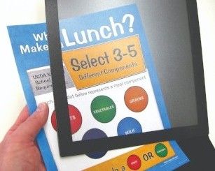 Counter top sign for USDA school lunch rules, what makes a lunch