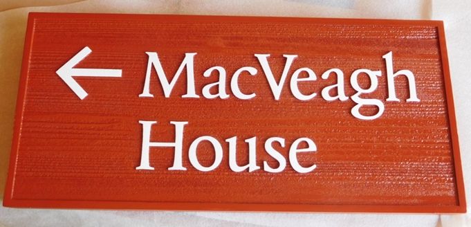 F15967 - Carved and Sandblasted Wood Grain Directional  Sign  for the MacVeigh House 