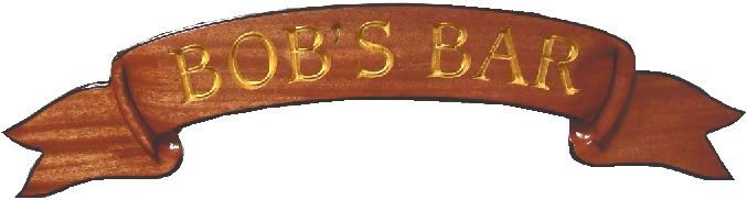RB27250 - Carved Mahogany Nautical Bar Sign, with Gold-Leaf Gilding
