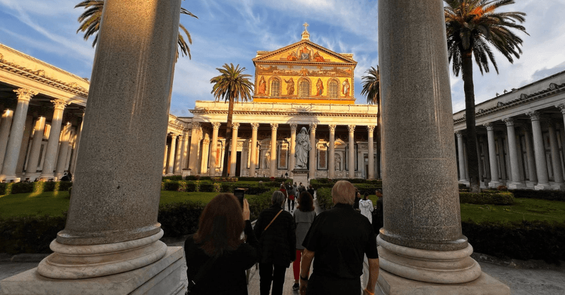 Pilgrims Approaching Basilica of St. Paul Outside the Walls