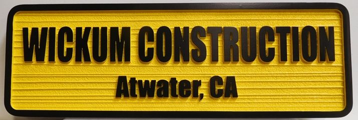 SA28820 - Carved  and Sandblasted Wood Grain  HDU sign for Wickum Construction in Georgia,  2.5-D Raised Relief Artist-Painted 