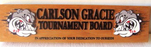FA15679 - Carved  "Carlson Gracie Tournament Board" sign is made of Western Red Cedar Wood