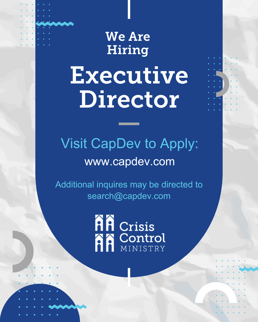 Crisis Control Ministry launches search for new Executive Director