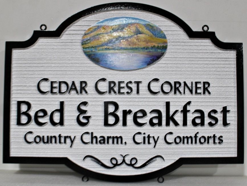 T29048 - Carved and Sandblasted HDU Sign for "Cedar Crest Corner Bed and Breakfast"
