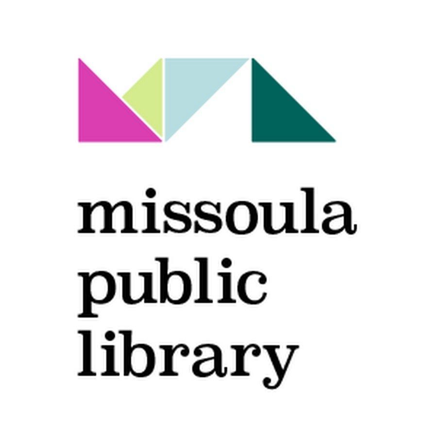The public library logo with colorful triangles