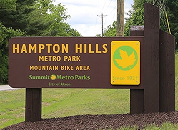 M9050   - Engraved Brown Color-Core High-Density Polyethylene (HDPE) Hampton Hills Metro Park  Sign, with Multi-Color Epoxy Resin Filled Areas