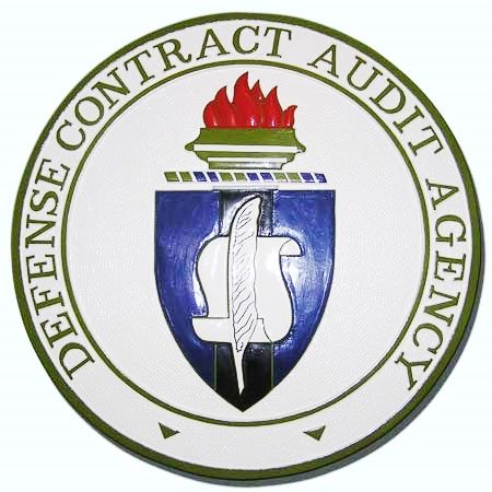 IP-1800 -  Carved Plaque of the Seal of the Defense Audit Contract Audit Agency (DCAA), Artist Painted