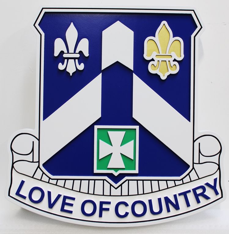 MP- 2036  - Carved HDU Wall Plaque of the  Crest  of the 58th Infantry Regiment, US Army, with Motto