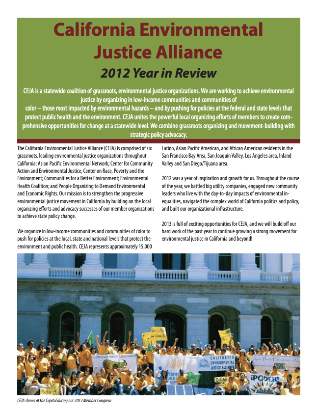 California Environmental Justice Alliance 2012 Year in Review