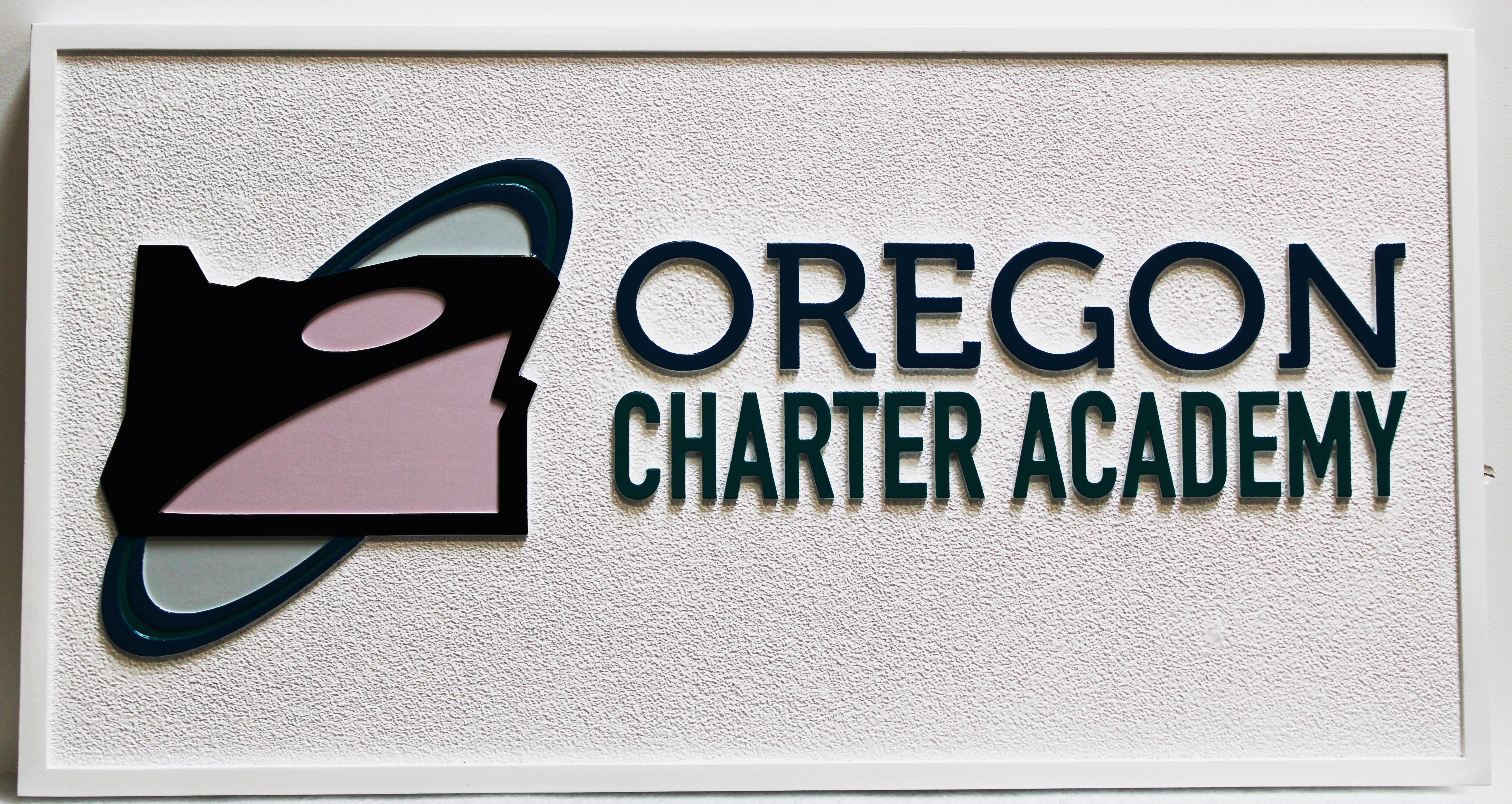 FA16686 - Carved 2.5D HDU  Entrance Sign for the  "Oregon Charter Academy"  
