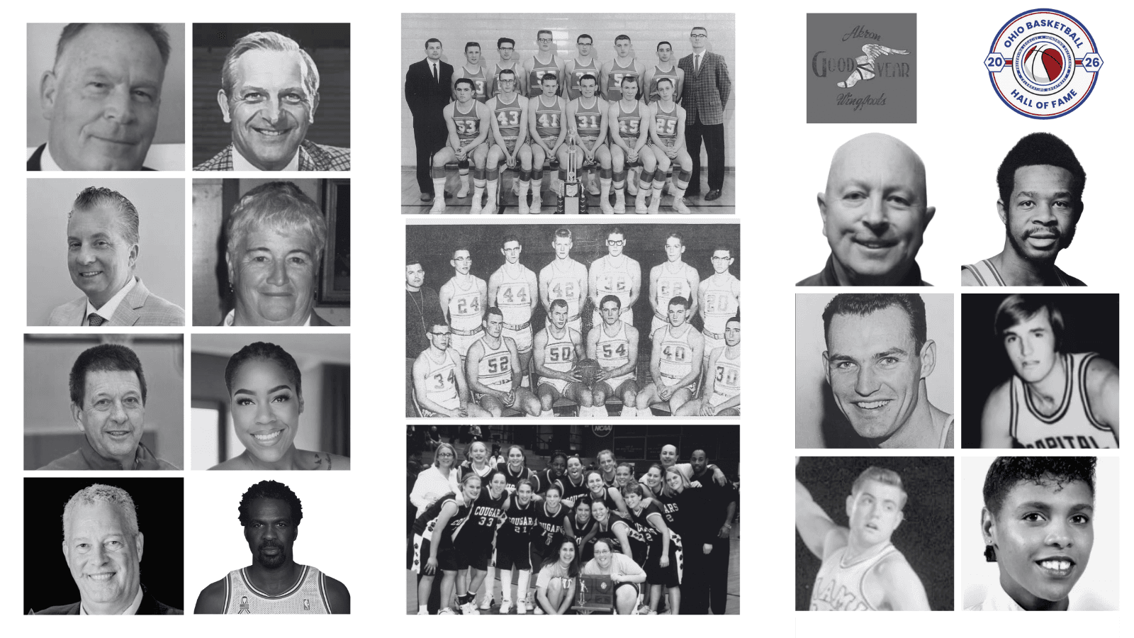 Photo grid of the 2025 Class of the Ohio Basketball Hall of Fame