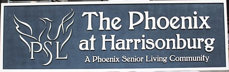 K20435 - Carved High-Density-Urethane (HDU)  Entrance Sign for  the "The Phoenix at Harrisburg - A Phoenix Senior Living Community 