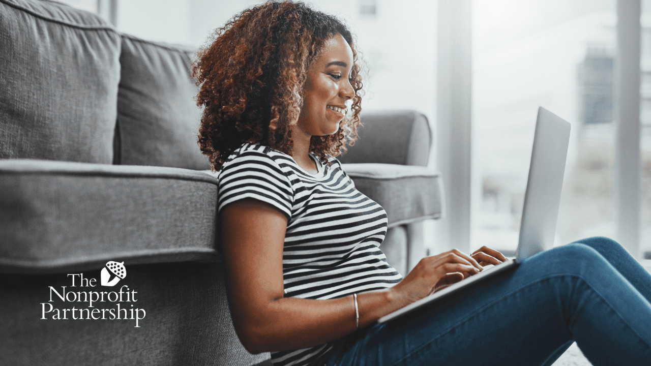 Woman reading a blog post