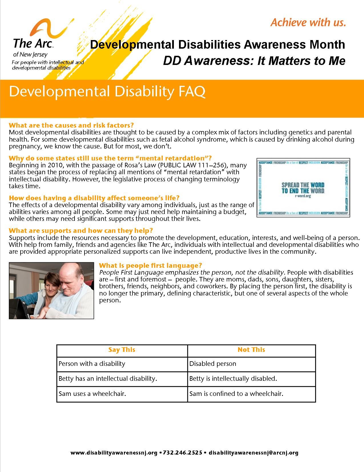 Developmental Disabilities Frequently Asked Questions