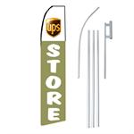 UPS Store G/W/B Swooper/Feather Flag + Pole + Ground Spike