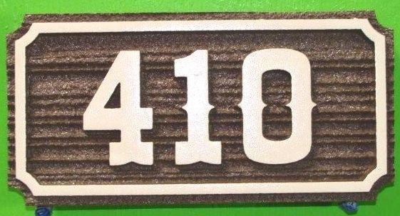 T29203- Carved  Sandblasted Wood Grain High-Density-Urethane (HDU) Room Number Plaque with Raised  Numbers