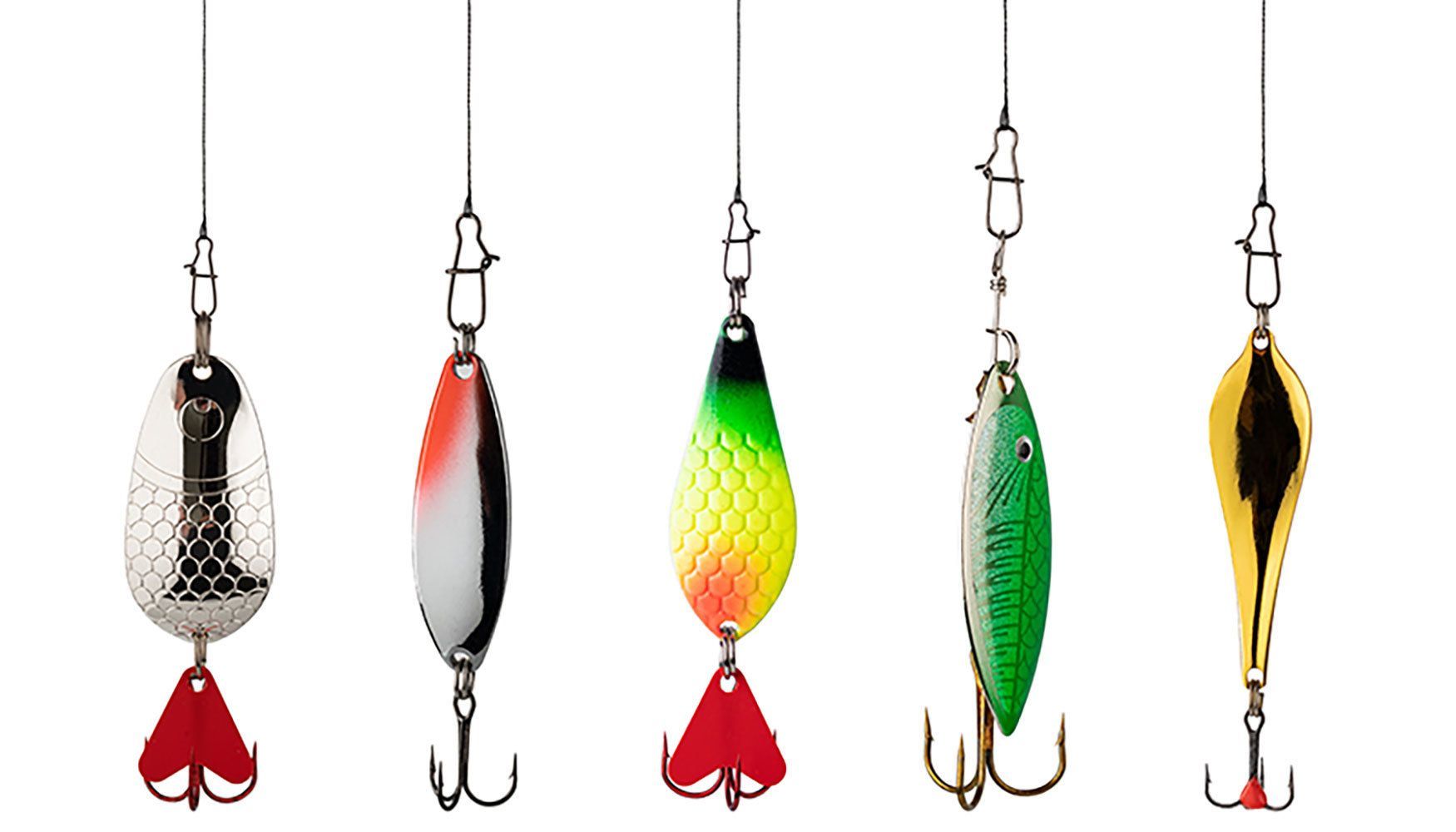 Various colorful fishing lures.