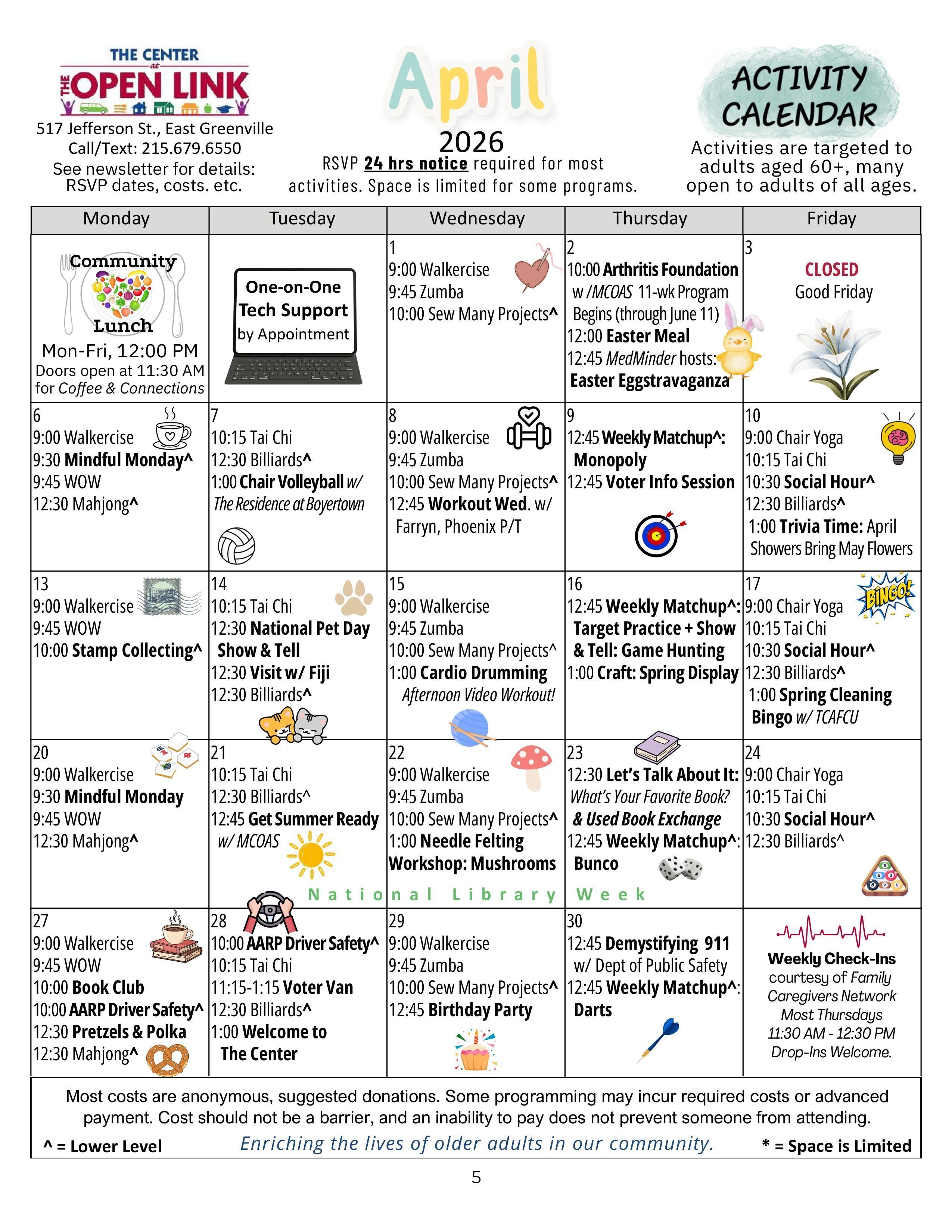 April 2026 Activity Calendar