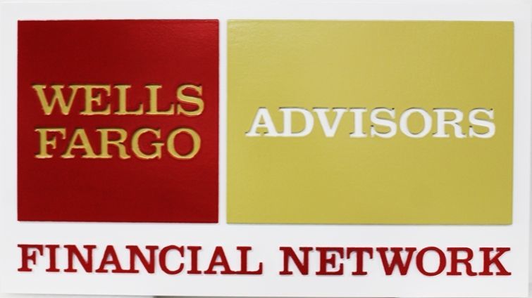 C12214A - Carved  2.5-D  Raised and Engraved Relief Sign for the "Wells Fargo Advisors Financial Network" 
