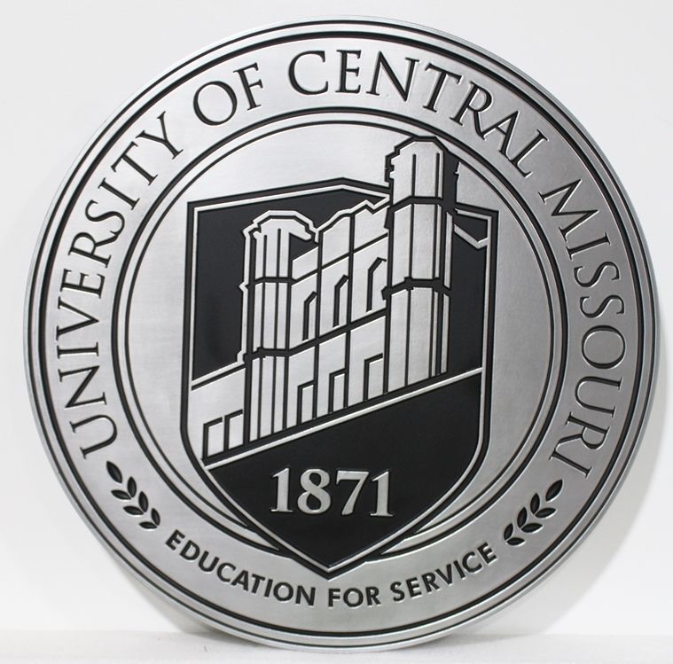 RP-1425 - Engraved Aluminum-Plated Plaque  Seal of the University of Central Missour