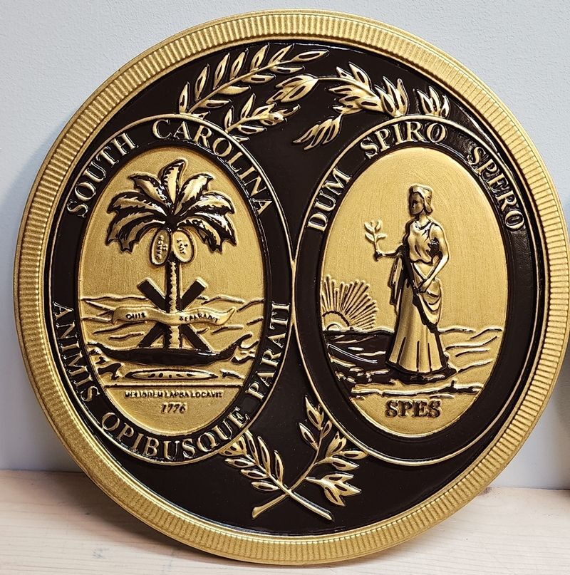 BP-1482A - Carved 3-D Plaque of the Great Seal of the State of South Carolina