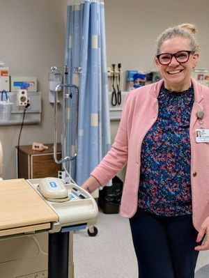 Bryan College of Health Sciences President Kelsi Anderson shows a skills room used by Bryan students
