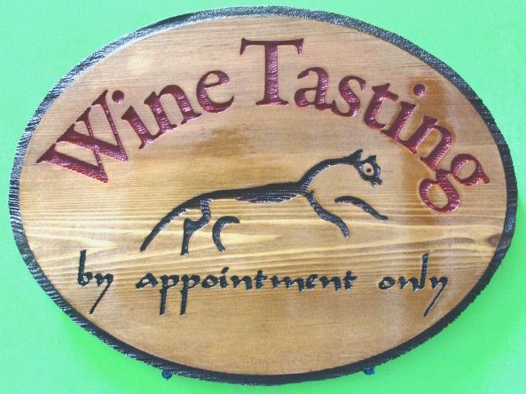 R27346 - Rustic Stained Wood  Engraved Wall Plaque for Wine Tasting Room