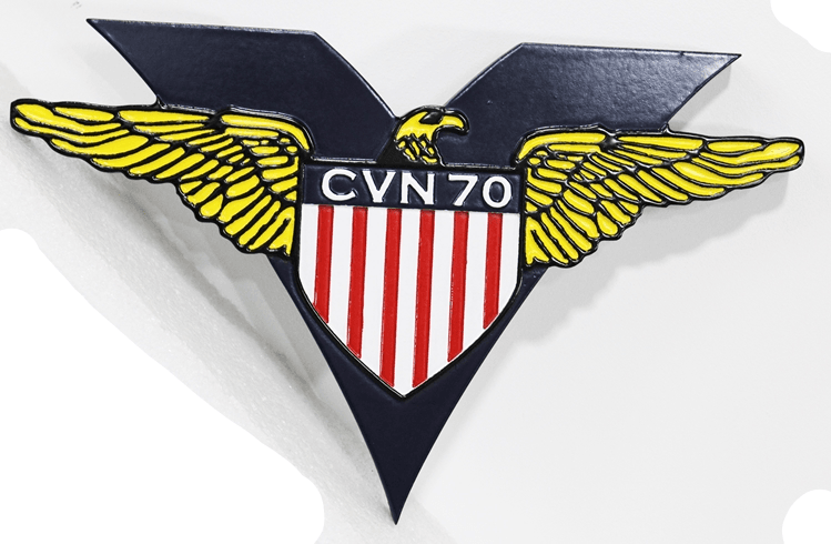 JP-1432 - Carved 2.5-D Multi-Level HDU Plaque of the  Aviator Crest for  the USS Carl Vinson Aircraft Carrier, CVN 70