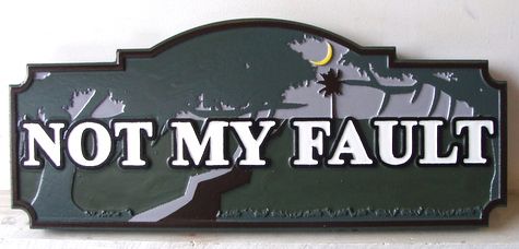 L21143 - Seashore Property Sign, with Palm Trees and Moon at Night