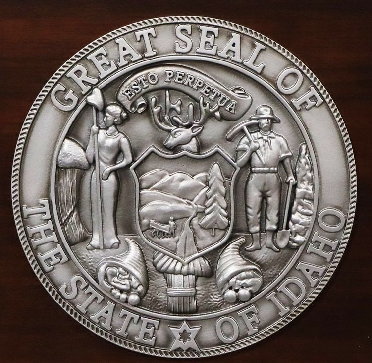 BP-1208 - Carved Wall Plaque of the Great Seal of the State of Idaho
