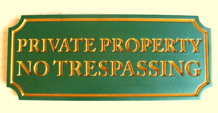 H17136 - Carved Wood Private Property / No Trespassing Sign 