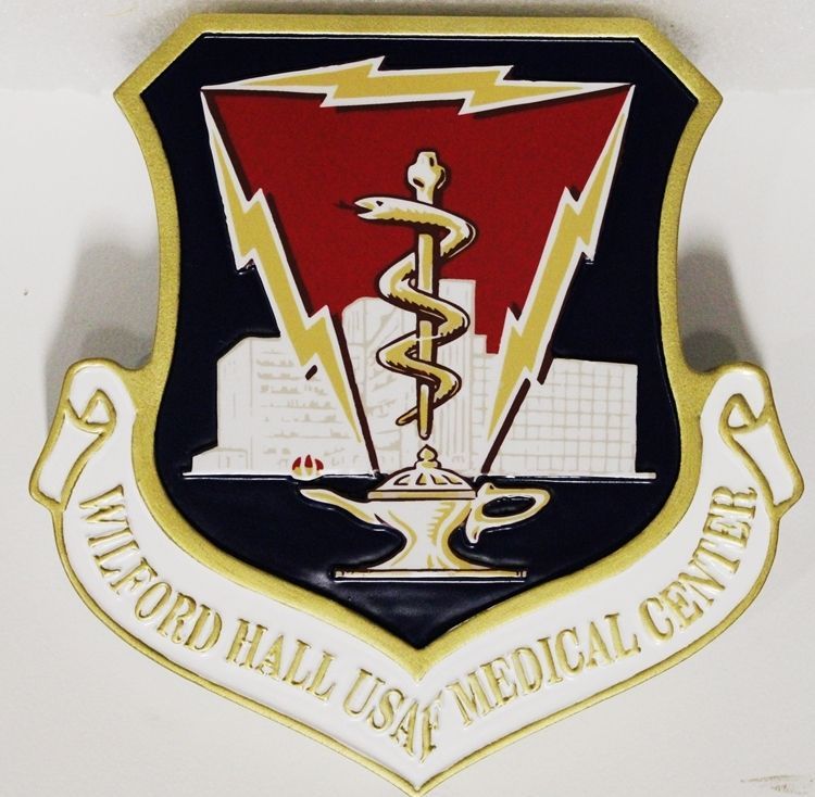 LP-8010 - Carved 2.5-D HDU Plaque of the Shield Crest of the Wilford Hall USAF Medical Center