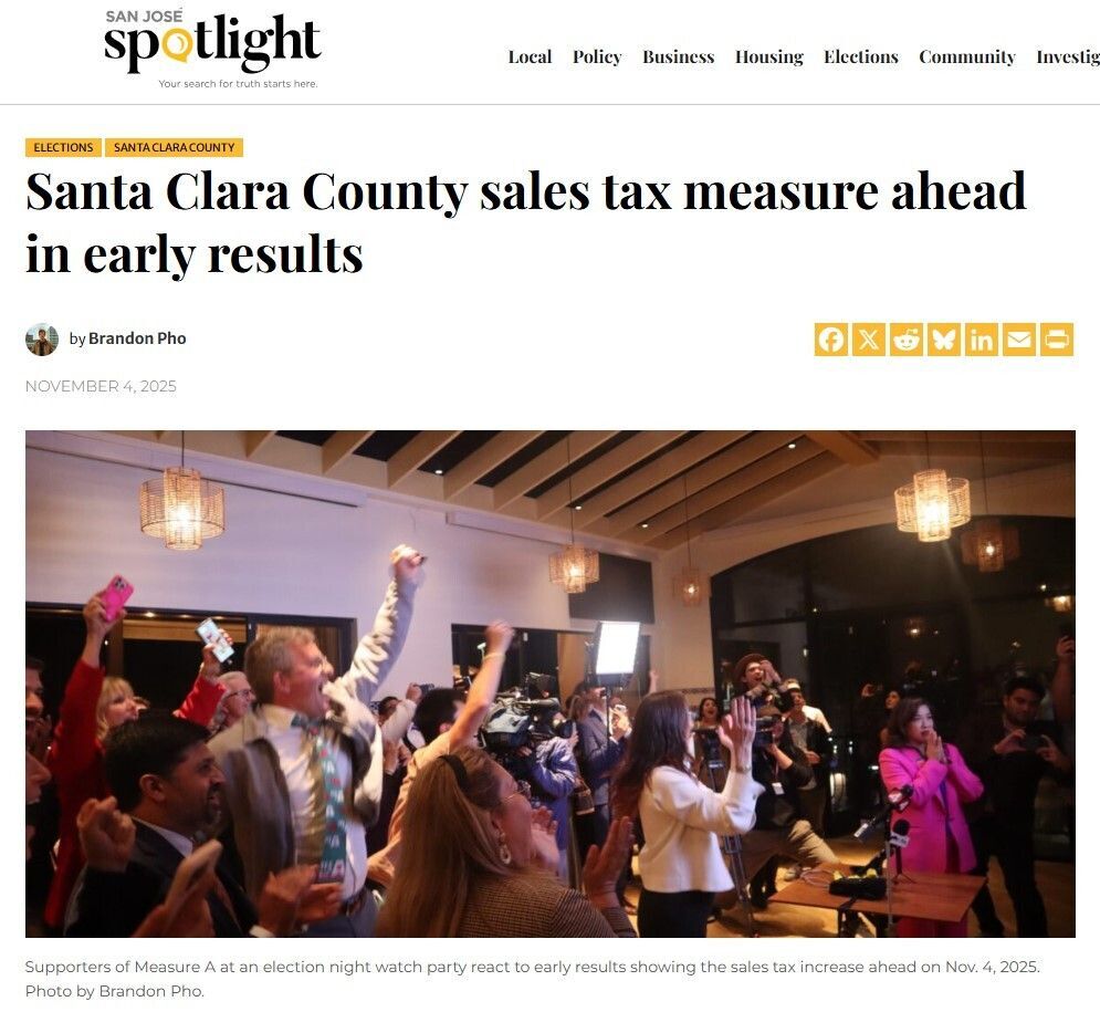 Santa Clara County sales tax measure ahead in early results