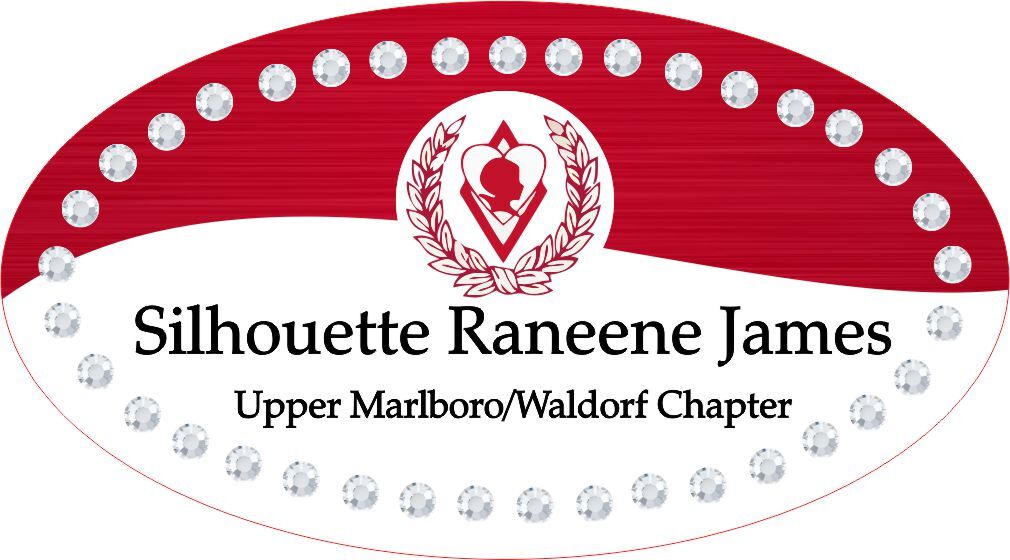 SILHOUETTE OVAL BLING NAME BADGE ONE COLOR RHINESTONE