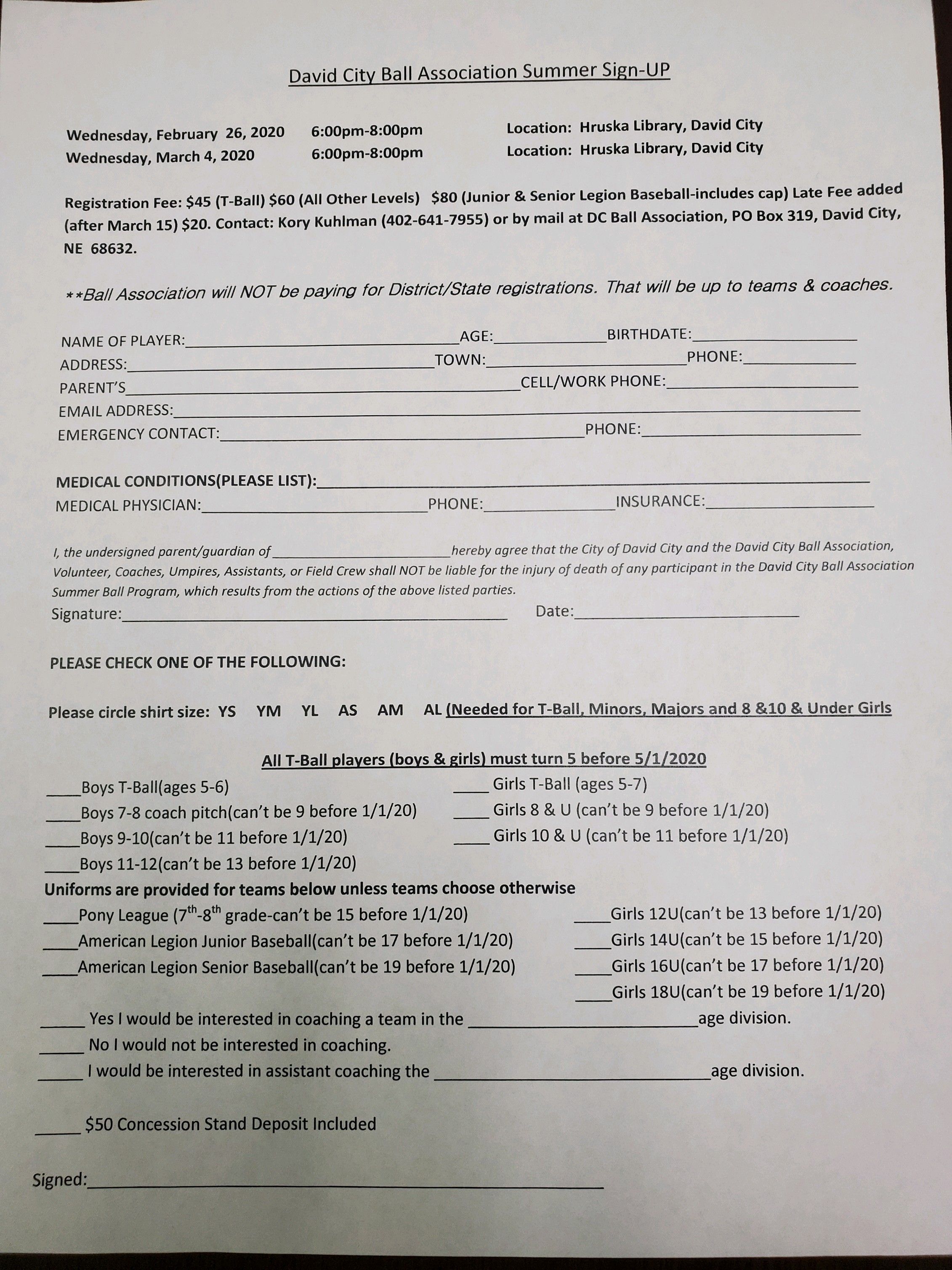 Baseball Registration
